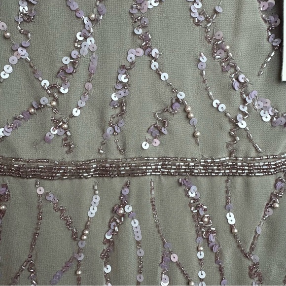 Mac Duggal sequin V-neck, long bishop sleeve trumpet dress Sz 10 - Picture 6 of 14